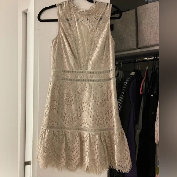 SAYLOR | Dresses | Saylor Gold Lace Mini Dress Size Never Worn | Poshmark